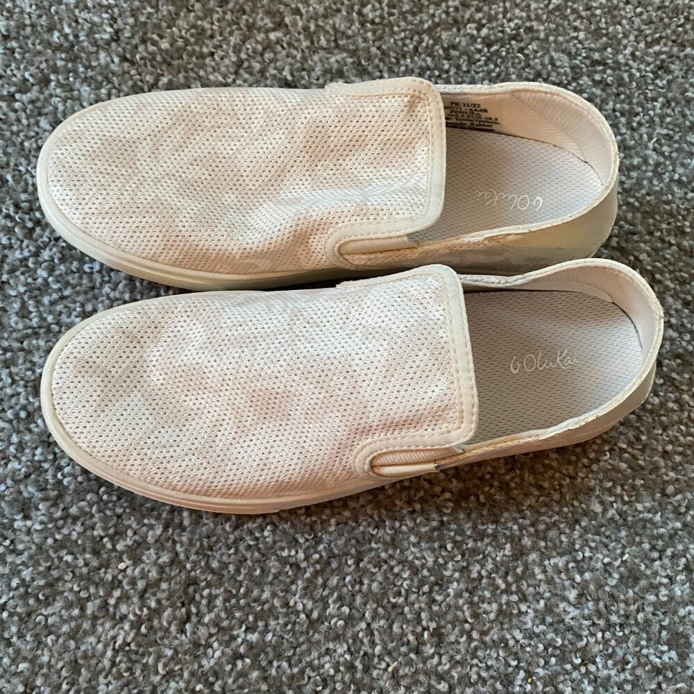 OluKai Women's White Perforated Slip-On Flats - Picture 3 of 6